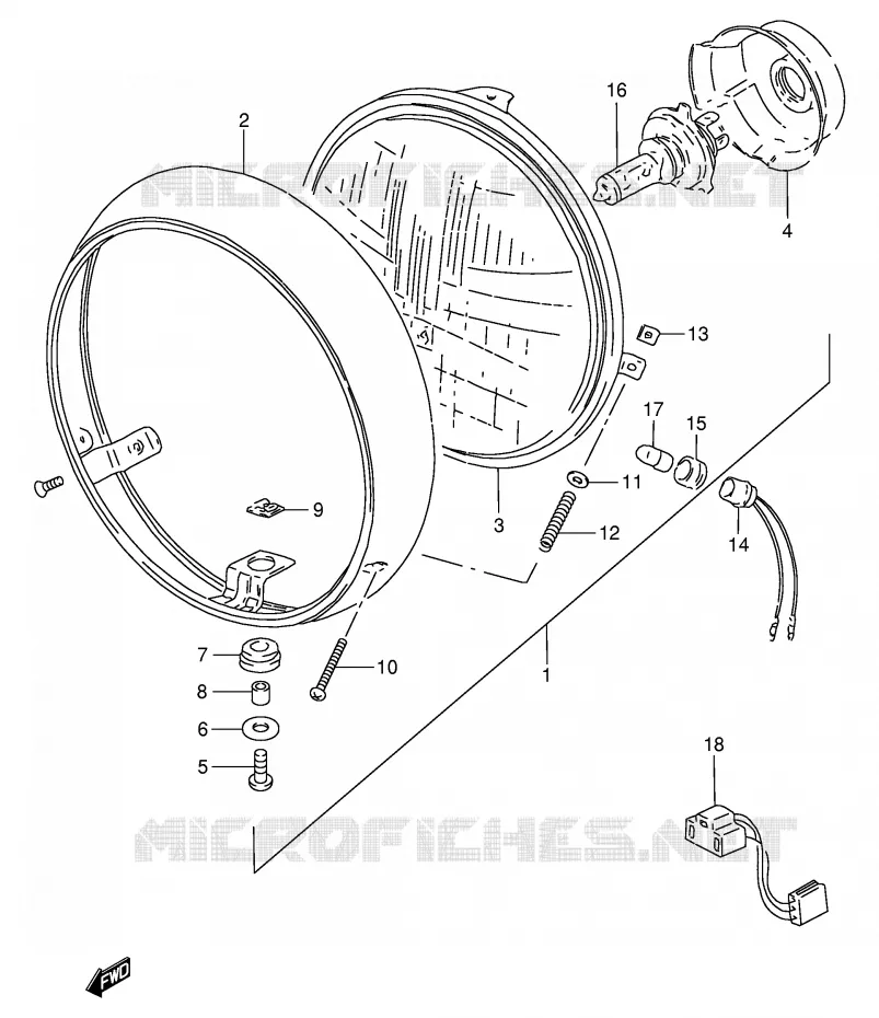KOPLAMP (E4) Suzuki MOTO 250 GN 1994  GN250R(E2)