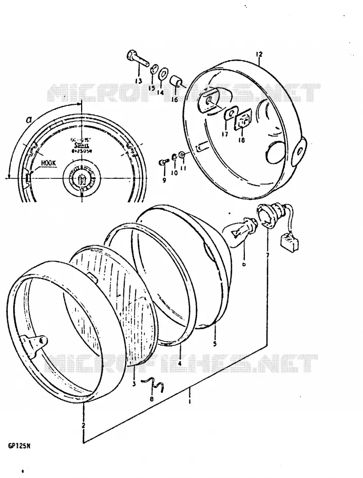 KOPLAMP (GP125C, GP125UC) Suzuki MOTO 125 GP 1992  GP125UN(C/N)