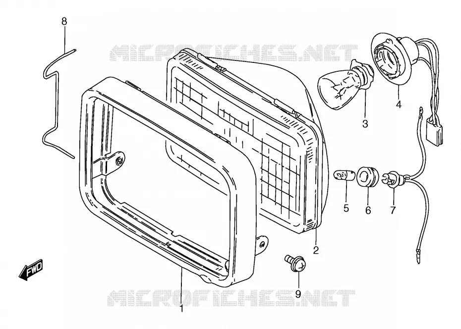 KOPLAMP (GS125ESX/ESY,GS125X,GS125UX/UY) Suzuki MOTO 125 GS 1999  GS125UX(E71)