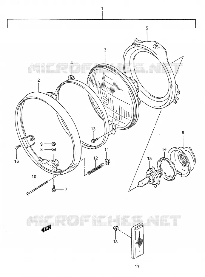 KOPLAMP (MODELE K/L/M/N/P) Suzuki MOTO 500 GS-E 1996  GS500ESKT(E28)