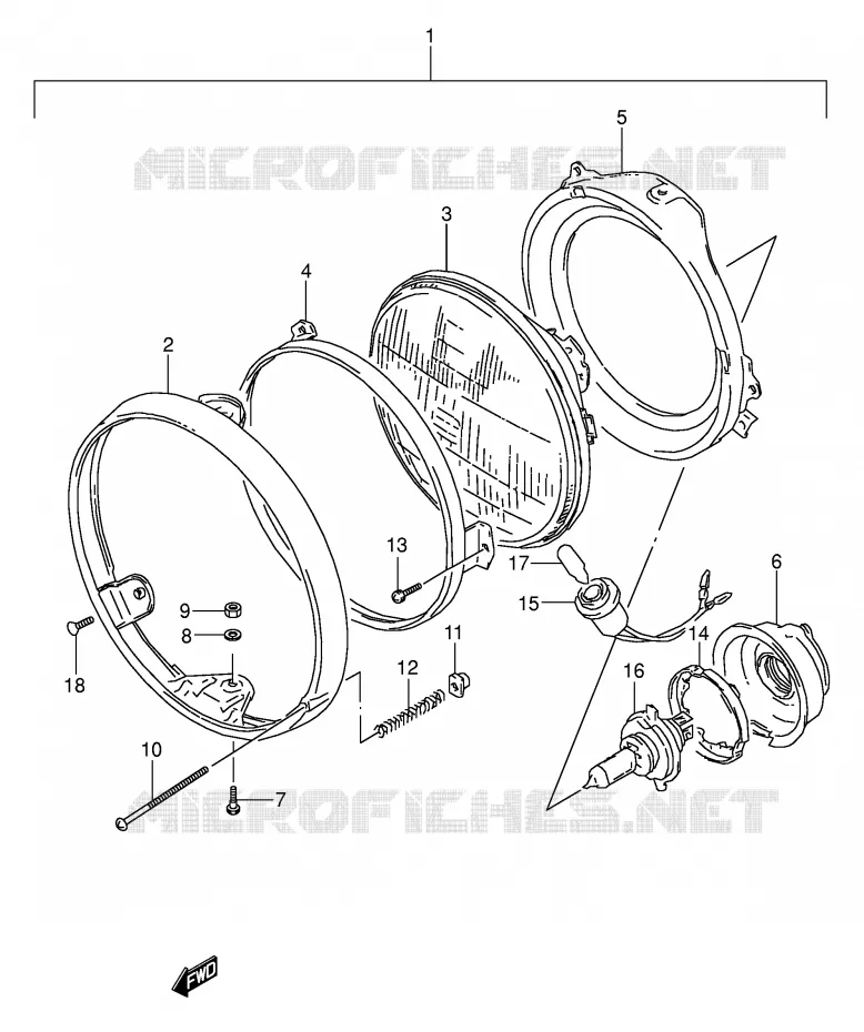 KOPLAMP (MODELE K/L/M/N) Suzuki MOTO 500 GS-E 1990  GS500EL(E2)