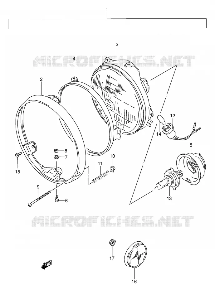 KOPLAMP (MODELE P/R) Suzuki MOTO 500 GS-E 1991  GS500EUM(E2)
