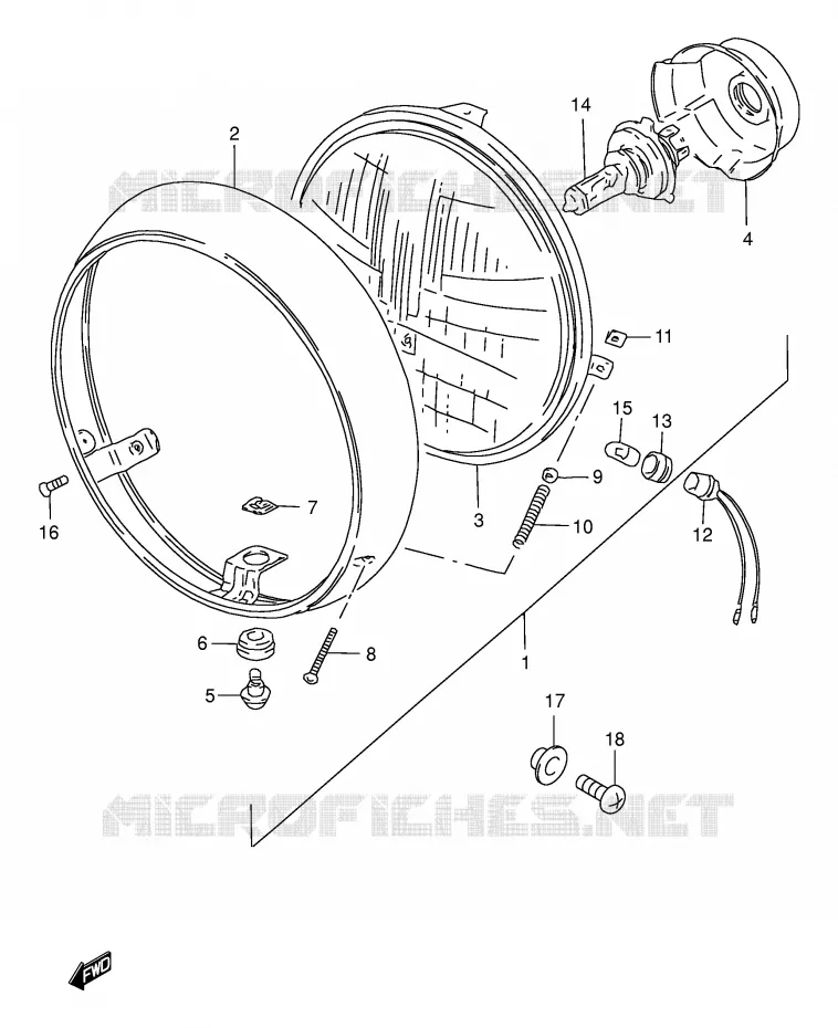 KOPLAMP (MODELE Y E22,E25,E34,E39,E54) Suzuki MOTO 250 GN 2001  GN250K1(E2)