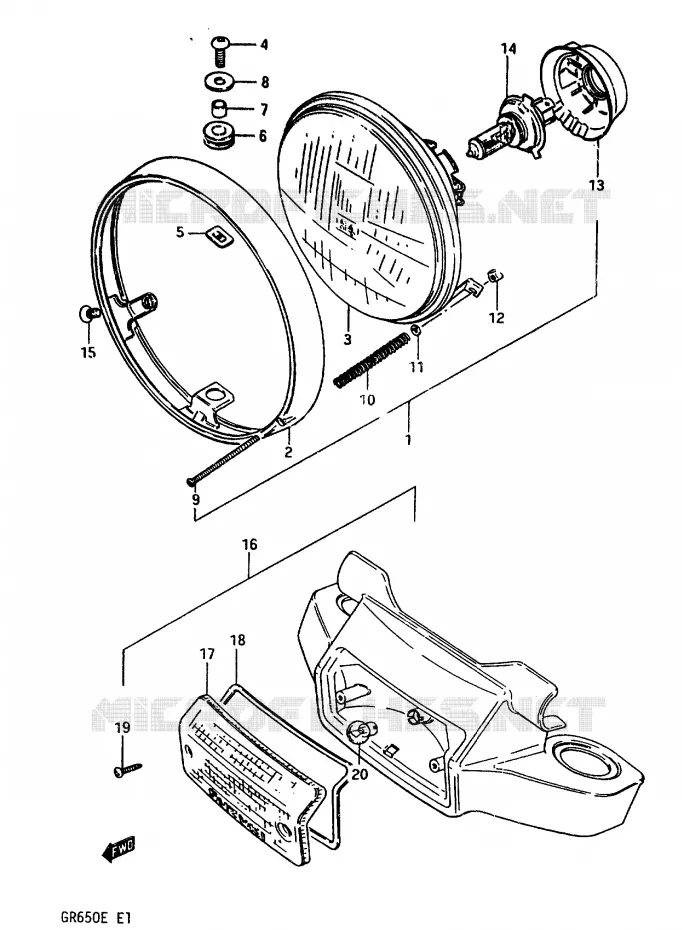 KOPLAMP Suzuki MOTO 650 TEMPTER 1984  GR650XE(D/E)