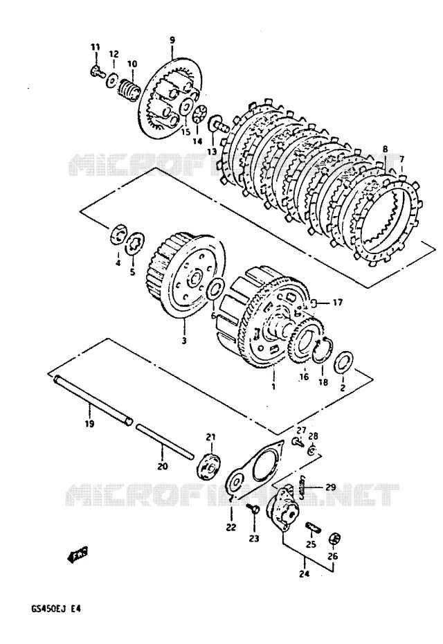 KOPPELING Suzuki MOTO 450 GS-S 1987  GS450SH(E/F/G/H/J)