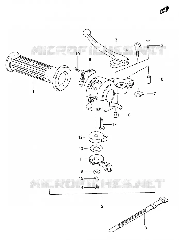 LINKER HANDGREEP (E6, E9, E10, E24, E26) Suzuki SCOOTER 50 FZ 1993  FZ50NP(E1)