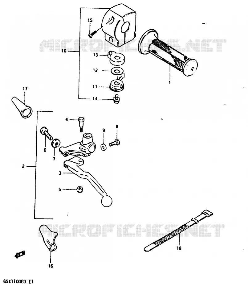 LINKER HANDGREEP (MODELE D) Suzuki MOTO 1100 GSX-E 1983  GSX1100EXD(Z/D)
