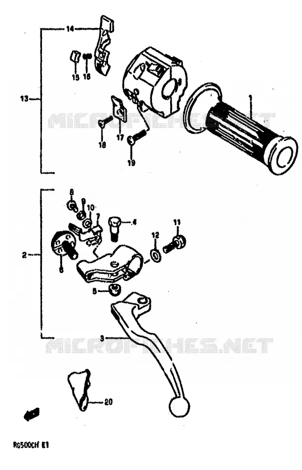 LINKER HANDGREEP (MODELE G) Suzuki MOTO 500 GS-E 1990  GS500EL(E1)