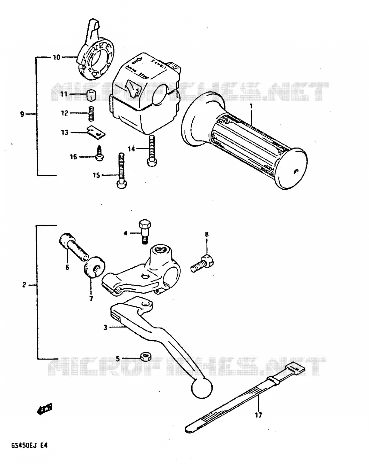 LINKER HANDGREEP (MODELE J) Suzuki MOTO 450 GS-E 1986  GS450EG(E/F/G/H/J)