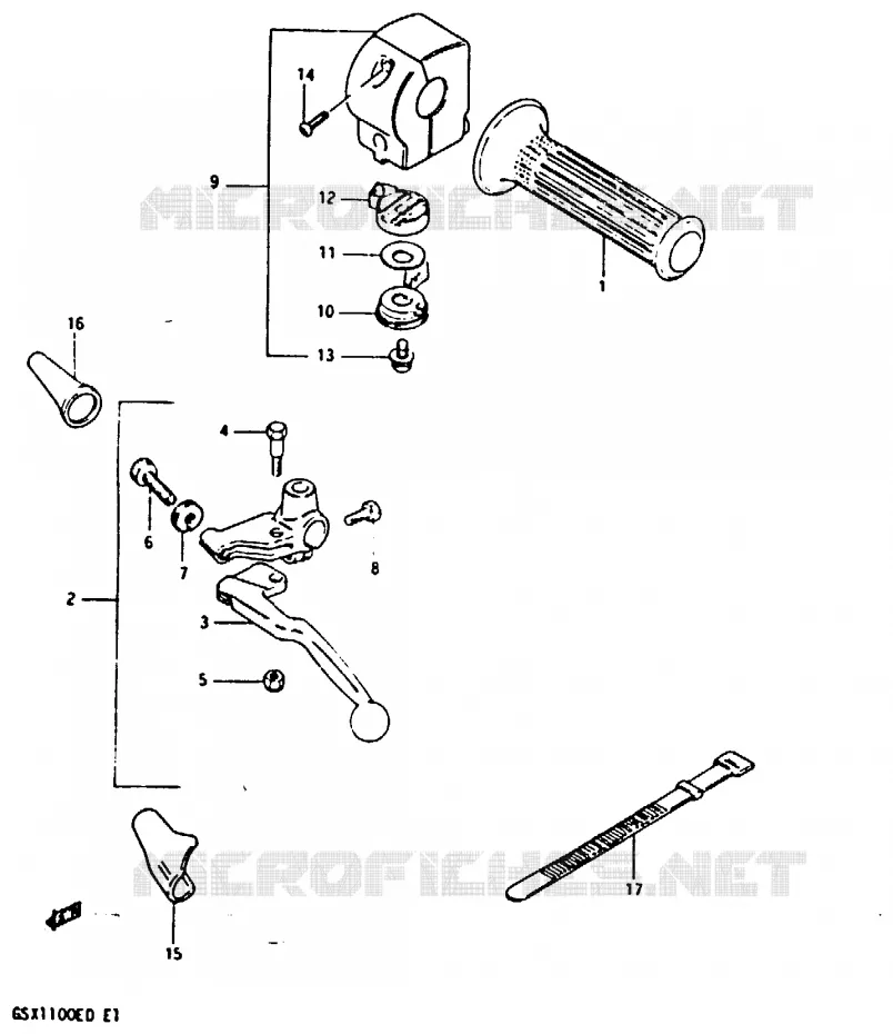 LINKER HANDGREEP (MODELE Z) Suzuki MOTO 1100 GSX 1982  GSX1100Z(Z/D)