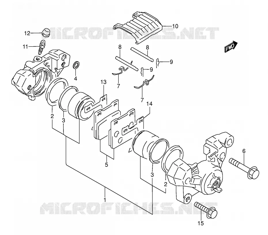 REAR CALIPER (MODELE P/R/S/T) Suzuki MOTO 500 GS-E 1996  GS500EUT(E2)