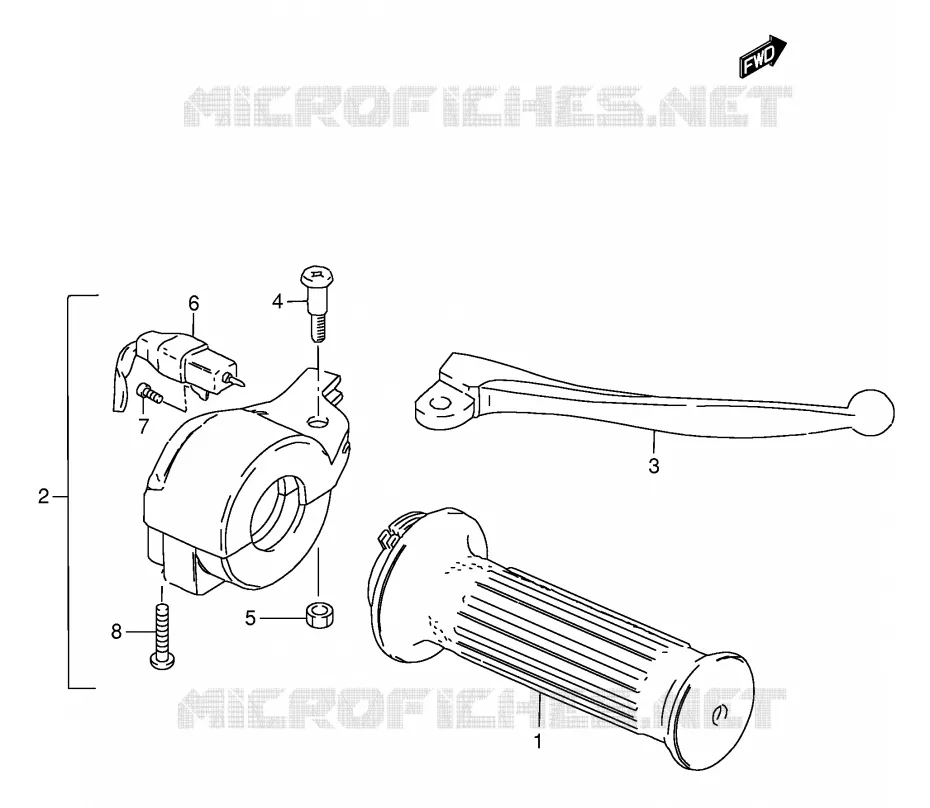RIGHT SWITCH - HANDGREEP (E1,E2,E16,E50) Suzuki SCOOTER 50 FZ 1993  FZ50NP(E1)