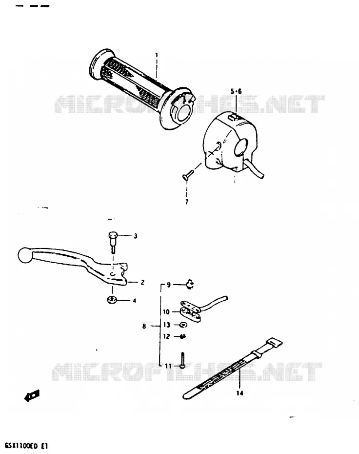 RIGHT SWITCH - HANDGREEP (MODELE D) Suzuki MOTO 1100 GSX 1983  GSX1100XD(Z/D)