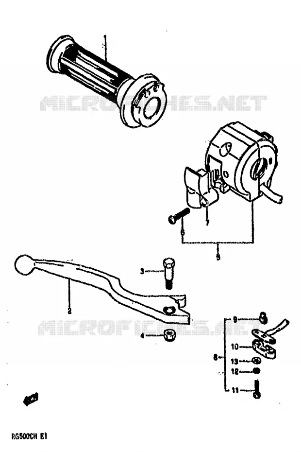 RIGHT SWITCH - HANDGREEP (MODELE G) Suzuki MOTO 500 RG 1987  RG500CH(E1)