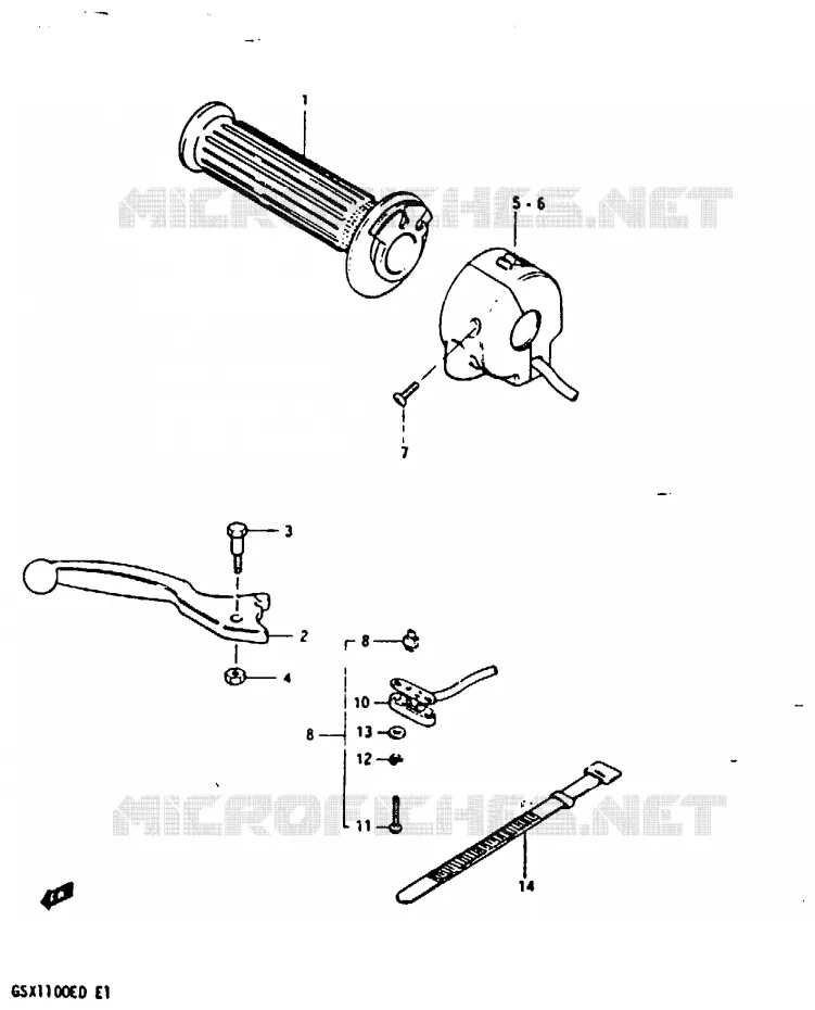 RIGHT SWITCH - HANDGREEP (MODELE Z) Suzuki MOTO 1100 GSX 1983  GSX1100XD(Z/D)