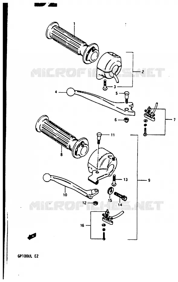 RIGHT SWITCH - HANDGREEP Suzuki MOTO 100 GP 1999  GP100EX(X/D/L)