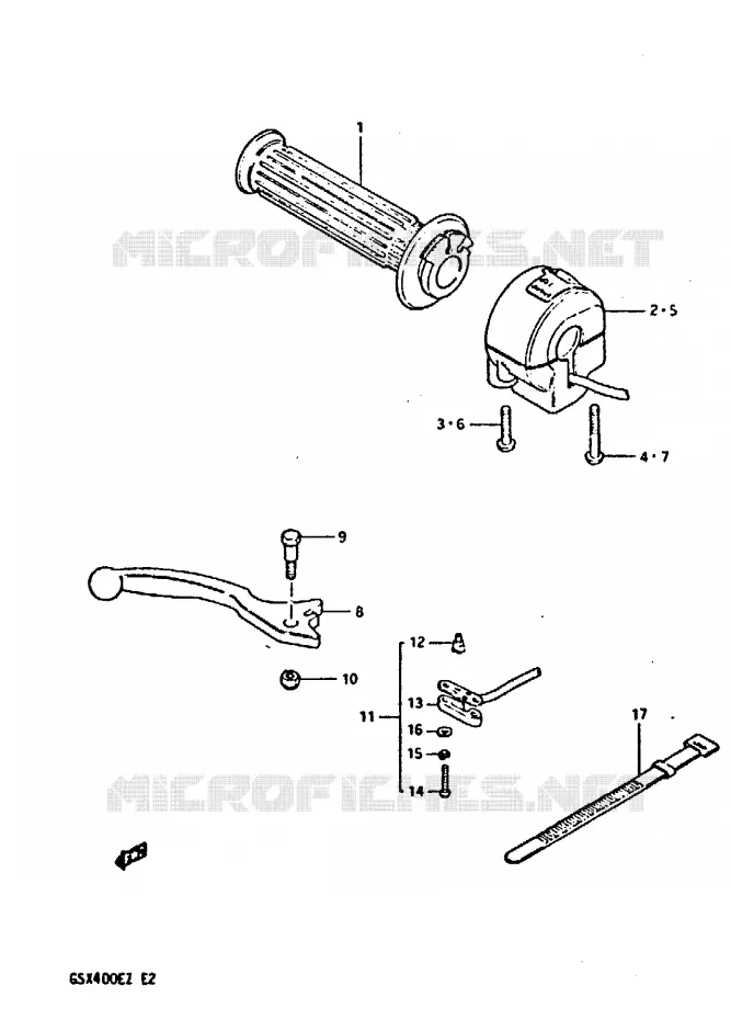 RIGHT SWITCH - HANDGREEP Suzuki MOTO 400 GSX 1982  GSX400EZ