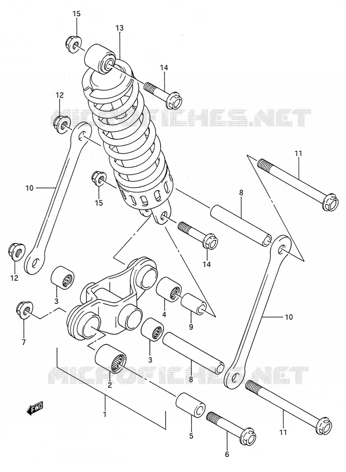 SCHOKBREKER AANEENSCHAKELING (MODELE M/N/P/R/S/T) Suzuki MOTO 500 GS-E 1990  GS500EL(E28)