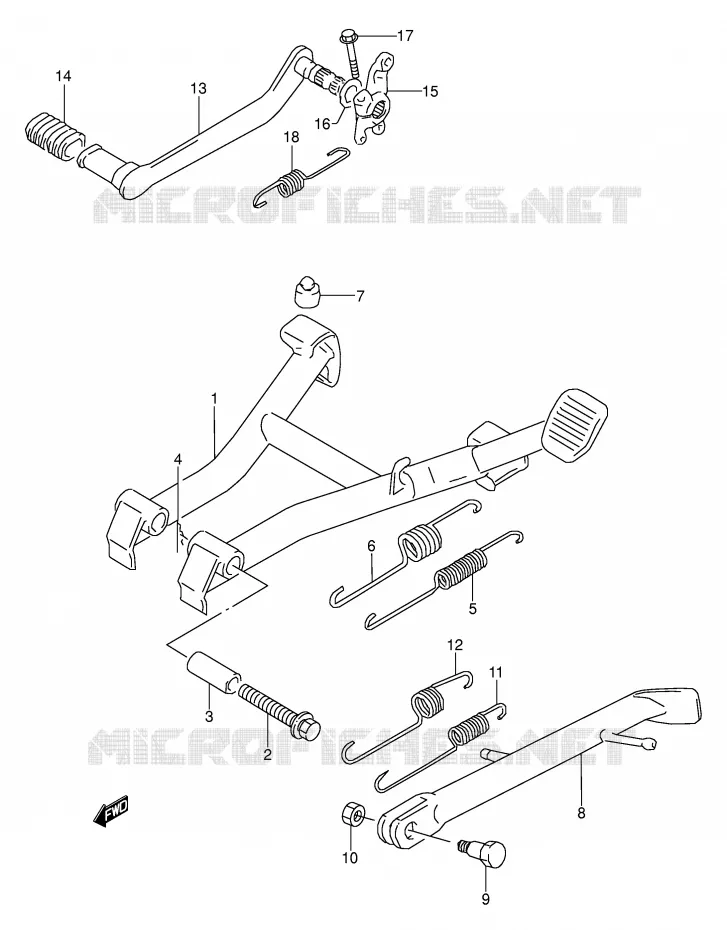 STAND - ACHTER REMPEDAAL Suzuki MOTO 500 GS-E 1989  GS500EK(E2)