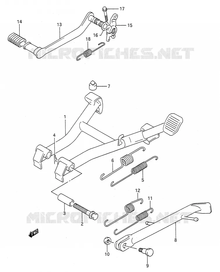STAND - ACHTER REMPEDAAL Suzuki MOTO 500 GS-E 1989  GS500EK(E28)