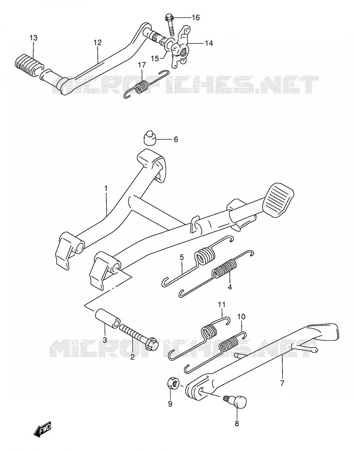 STAND - ACHTER REMPEDAAL Suzuki MOTO 500 GS-E 2002  GS500UK2(E2)