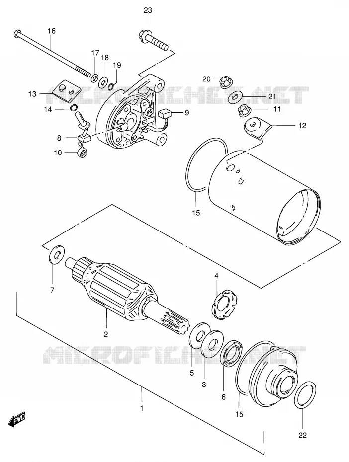 STARTMOTOR (GS125ESZ/EZ/ESD/ESF/ESK/ESL) Suzuki MOTO 125 GS 1985  GS125ESF(E1)