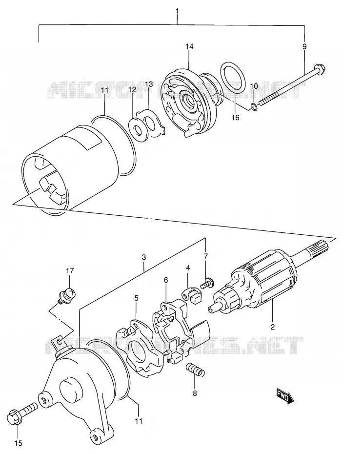 STARTMOTOR (GS125SR,GS125ESM/ESR) Suzuki MOTO 125 GS 1982  GS125Z(E1)
