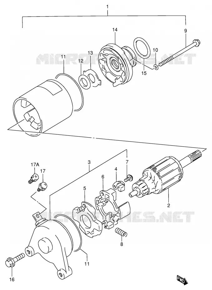STARTMOTOR (MODELE M/N/R) Suzuki MOTO 125 GN 1994  GN125ER(E1)
