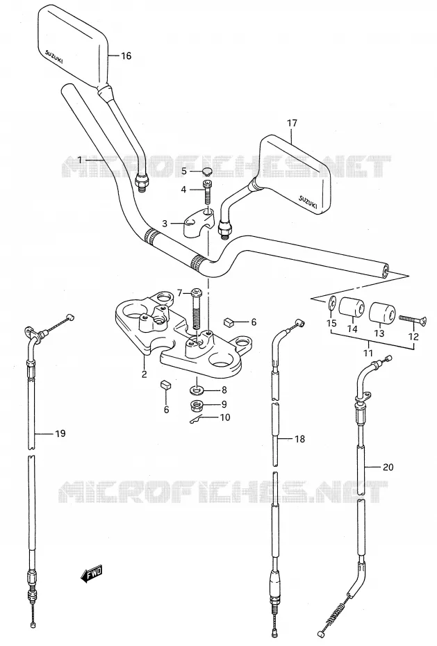 STUUR (MODELE P/R/S/T) Suzuki MOTO 500 GS-E 1991  GS500EM(E28)