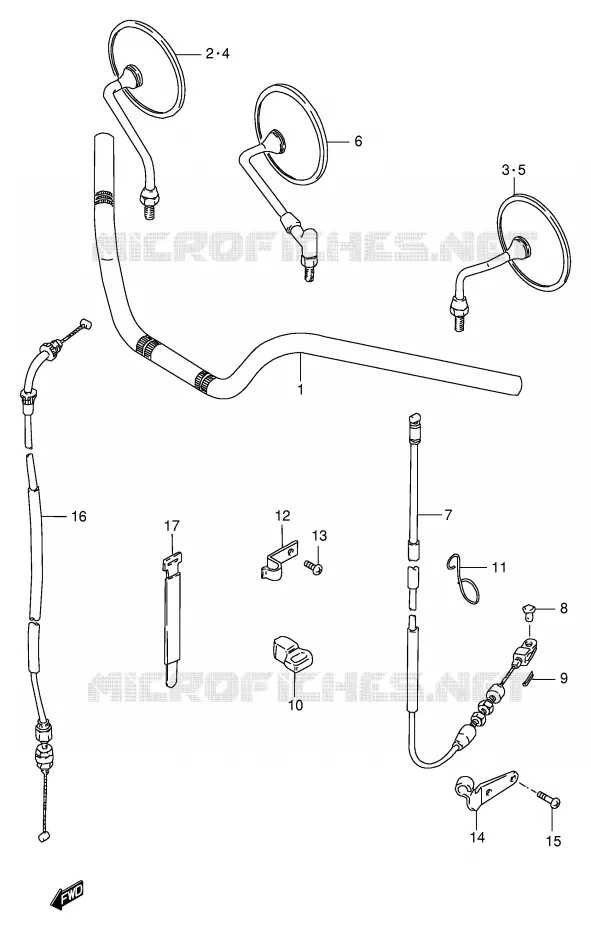 STUUR (MODELE T/W/X) Suzuki MOTO 250 GN 2001  GN250EK1(E2)