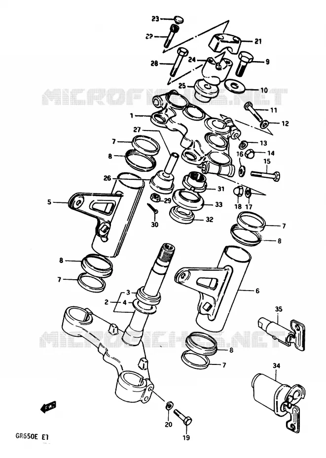 STUURKOLOM (GR650D/E) Suzuki MOTO 650 TEMPTER 1983  GR650XD(D/E)