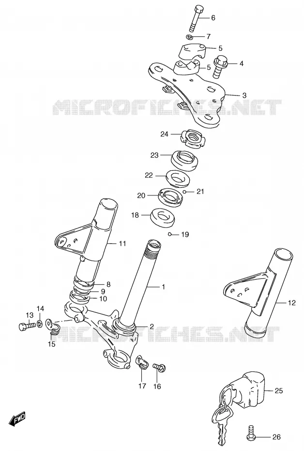 STUURKOLOM (GS125UX/UY) Suzuki MOTO 125 GS 1999  GS125UX(E71)