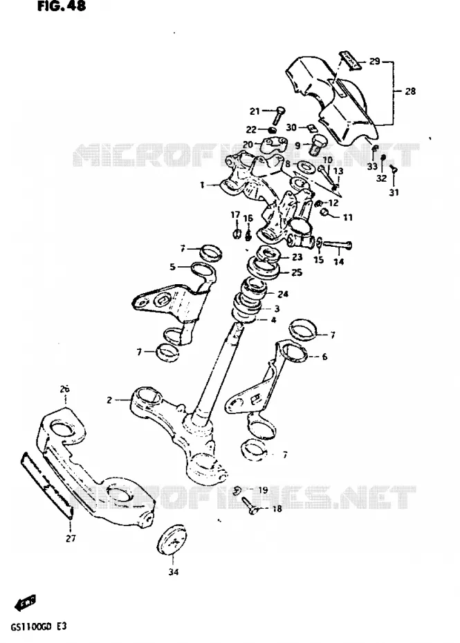 STUURKOLOM (MODELE Z) Suzuki MOTO 1100 GS-G 1982  GS1100GZ(Z/D)