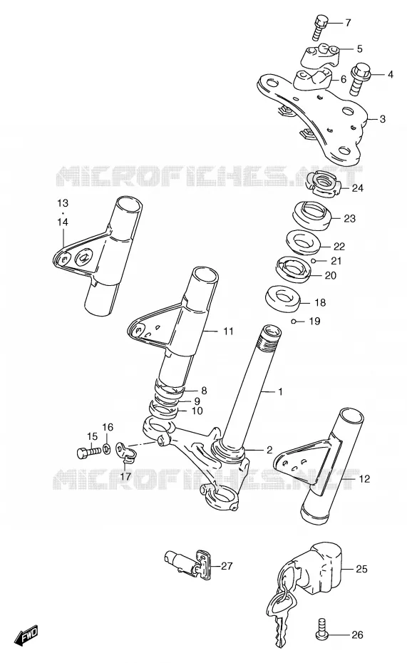 STUURKOLOM (VOIR NOTE) Suzuki MOTO 125 GS 2000  GS125SUY(E71)