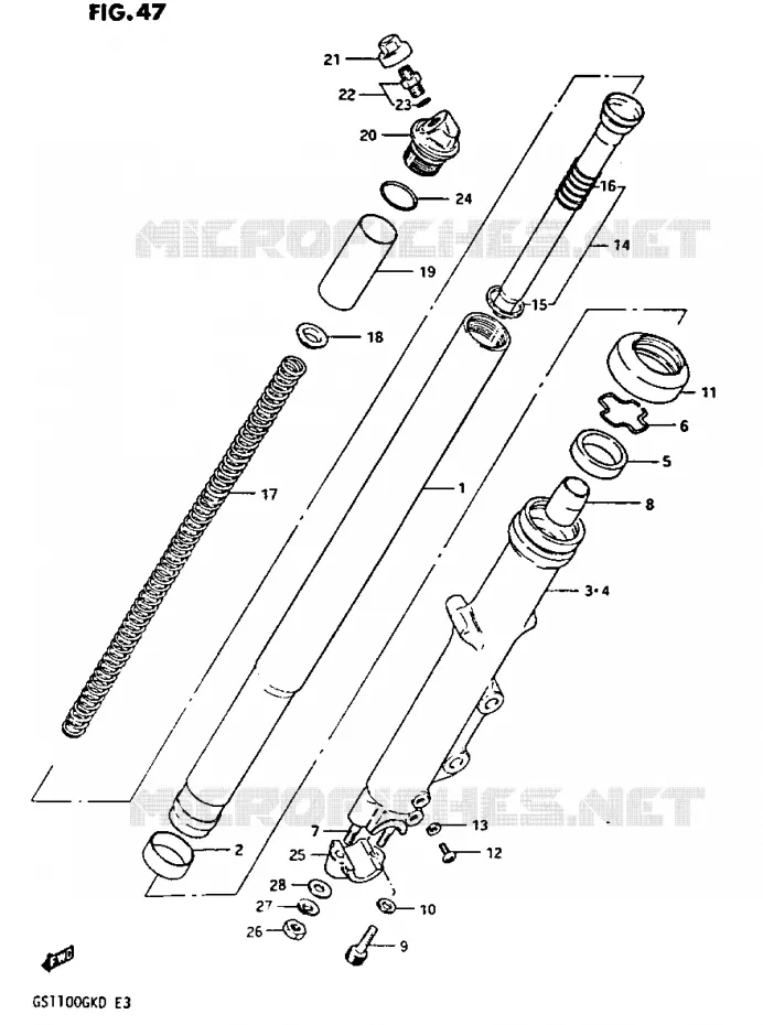 VOORVORK (GS1100GK2/GKD) Suzuki MOTO 1100 GS-G 1983  GS1100GKD(Z/2/D)