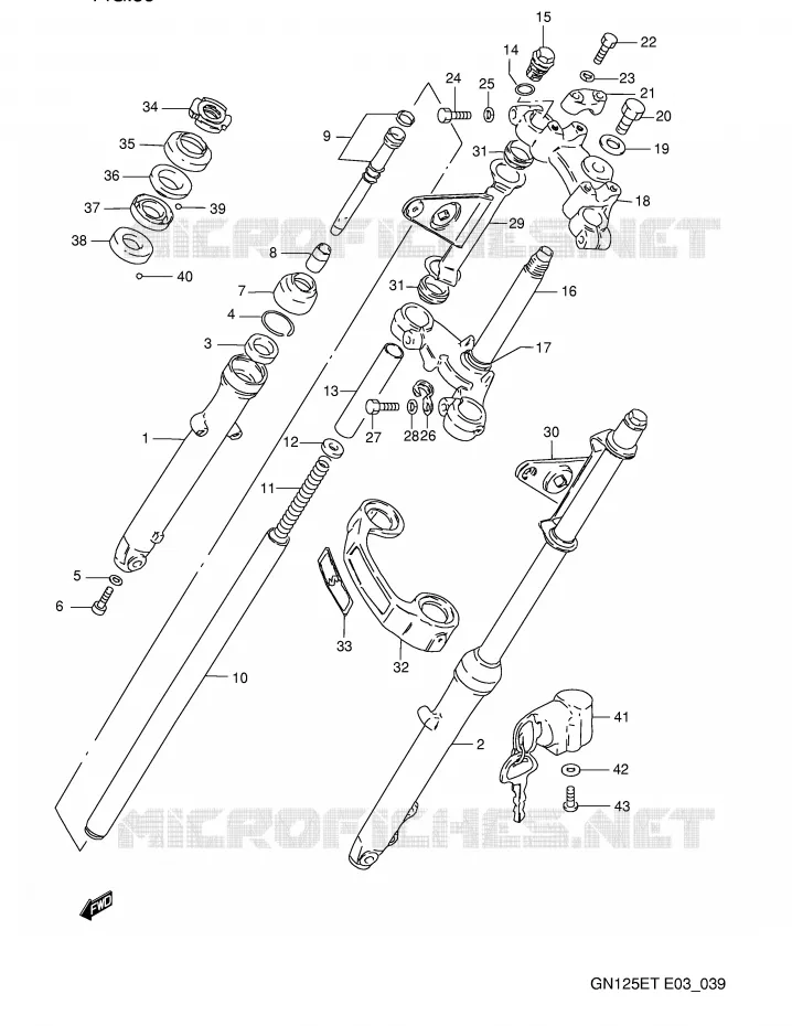 VOORVORK (MODELE M/N/P/R/S) Suzuki MOTO 125 GN 1995  GN125ES(E3)