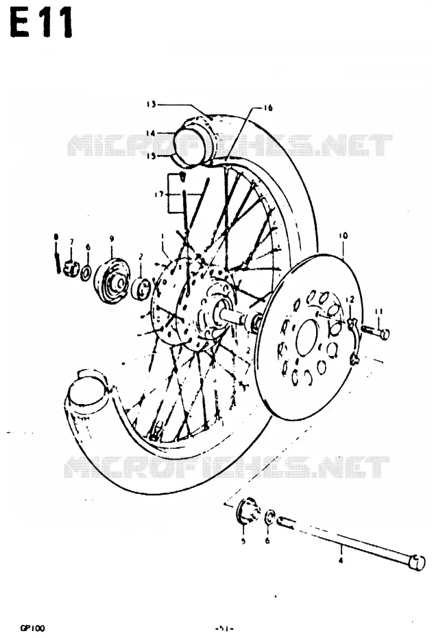 VOORWIEL (C, N) Suzuki MOTO 100 GP 1992  GP100N(C/N)
