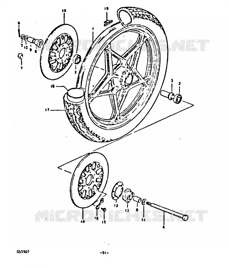 VOORWIEL (FOR CAST WHEEL) Suzuki MOTO 550 GS 1980  GS550ET(T)