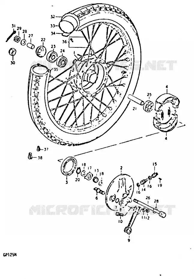 VOORWIEL (GP125UC, GP125UN) Suzuki MOTO 125 GP 1992  GP125N(C/N)