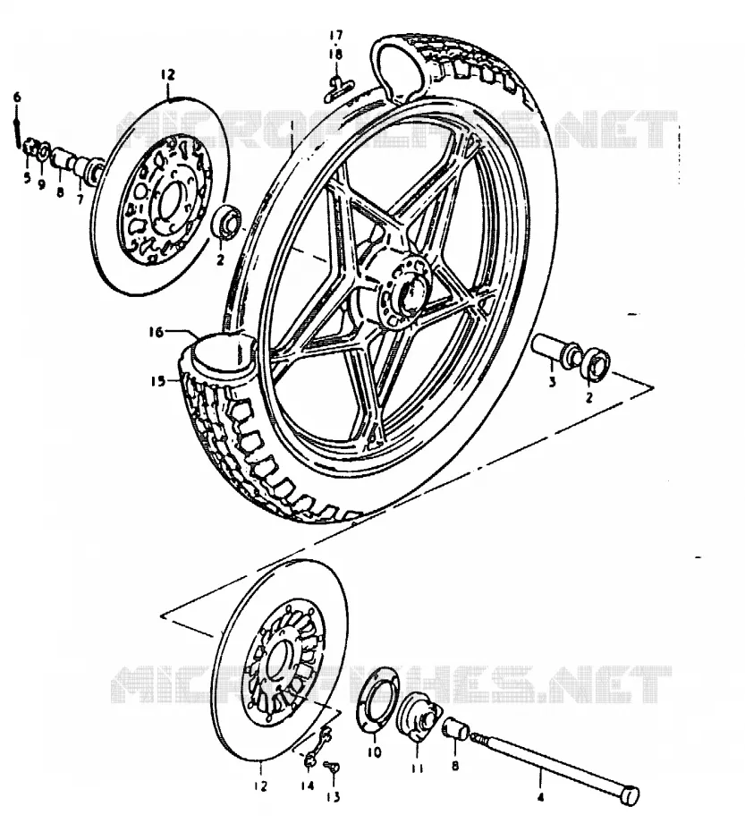 VOORWIEL (GS1000HC, EC, HN, EN) Suzuki MOTO 1000 GS 1979  GS1000EN(C/N)