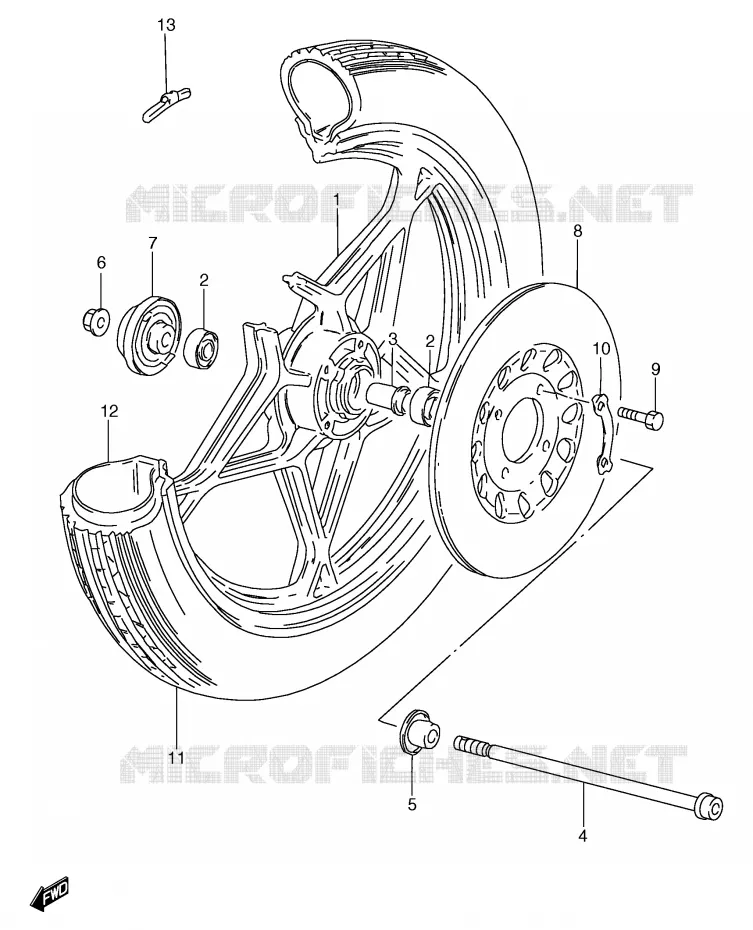 VOORWIEL (GS125ESX/ESY) Suzuki MOTO 125 GS 2000  GS125SY(E71)