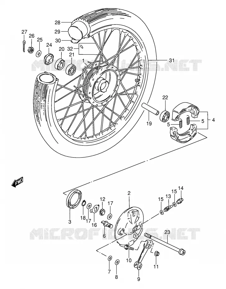 VOORWIEL (GS125UR) Suzuki MOTO 125 GS 1991  GS125ESM(E1)