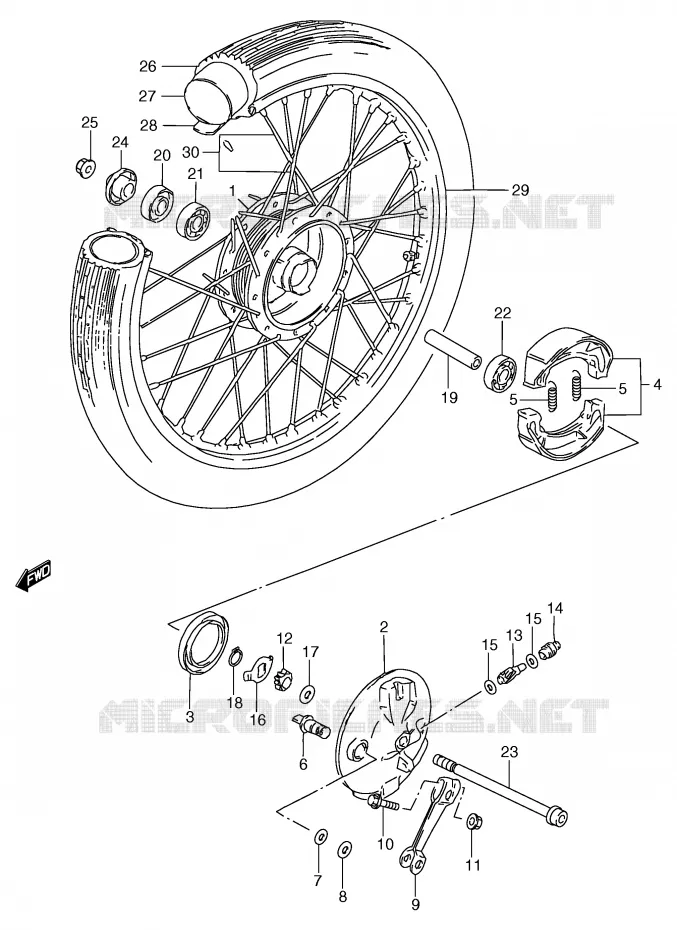 VOORWIEL (GS125UX/UY) Suzuki MOTO 125 GS 2000  GS125SY(E71)