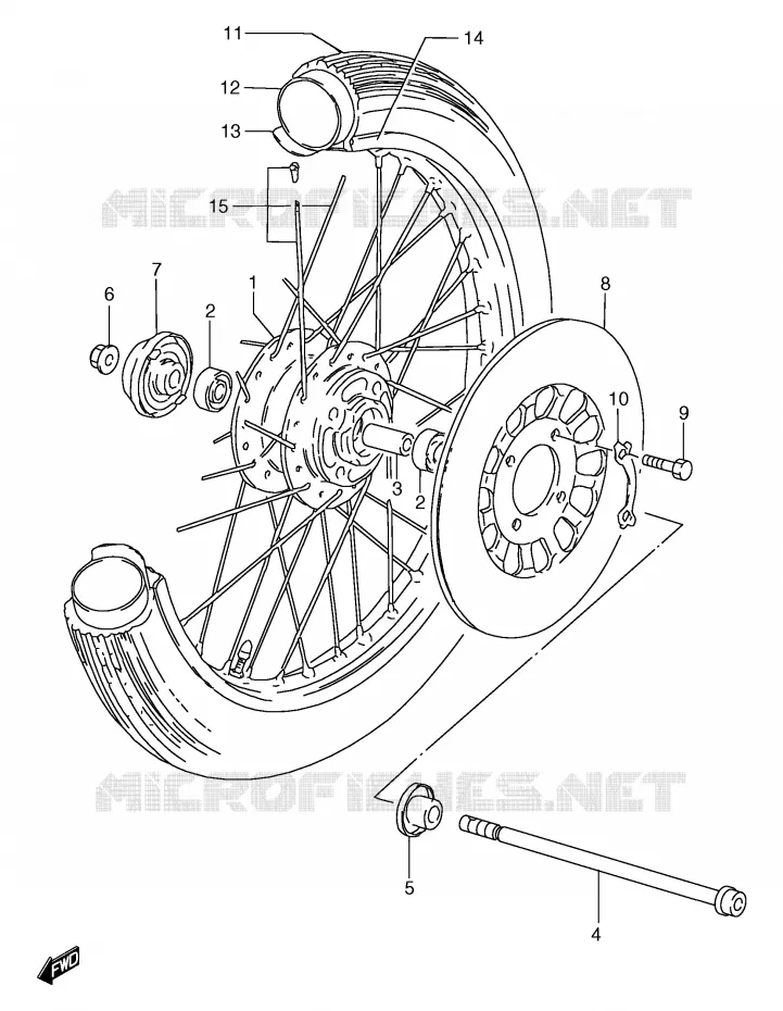 VOORWIEL (GS125X/SX/SUX/SY/SUY) Suzuki MOTO 125 GS 2000  GS125ESY(E71)
