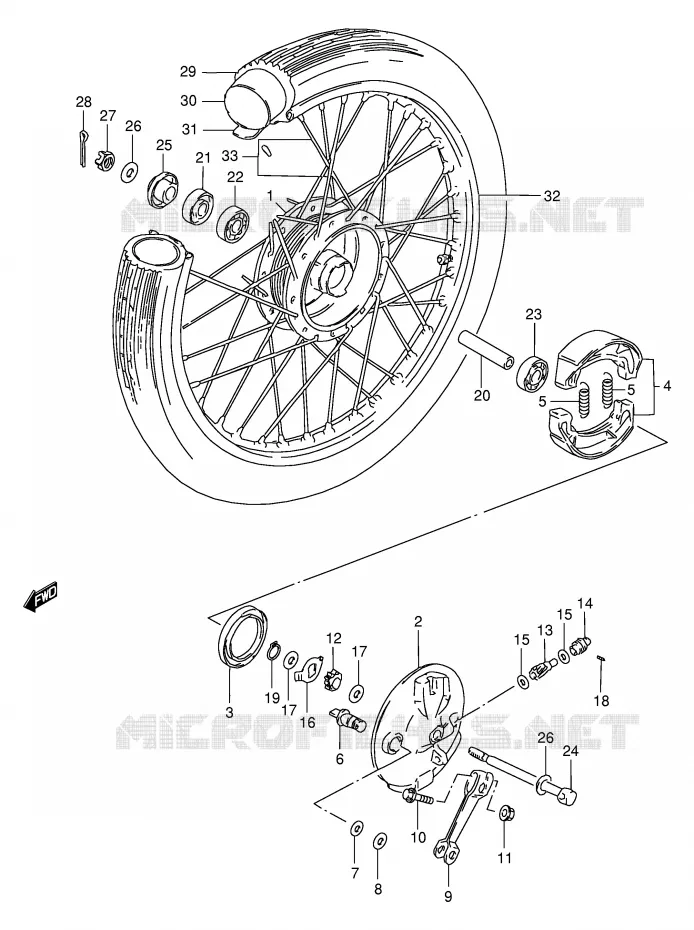 VOORWIEL (GS125Z/D) Suzuki MOTO 125 GS 1982  GS125ESZ(E1)