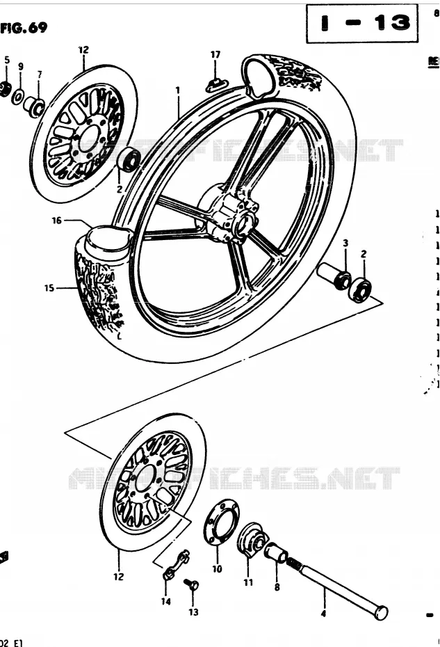 VOORWIEL (MODELE D E34) Suzuki MOTO 450 GS-E 1983  GS450ED2(2/Z/D)