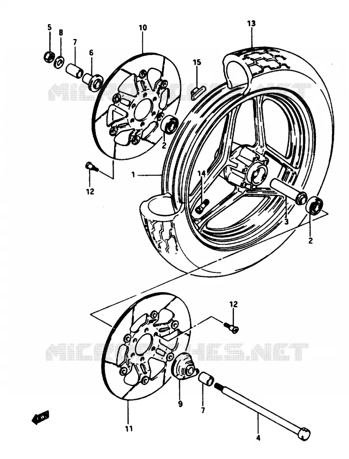 VOORWIEL (MODELE E) Suzuki MOTO 1100 GSX-E 1986  GSX1100EG(E/F/G)