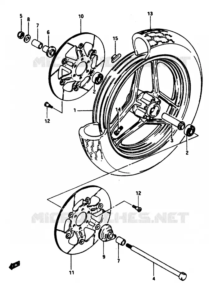 VOORWIEL (MODELE F/G) Suzuki MOTO 1100 GSX-E 1985  GSX1100EF(E/F/G)