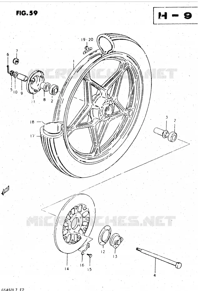 VOORWIEL (MODELE T, X) Suzuki MOTO 450 GS-L 1996  GS450LT(E2)