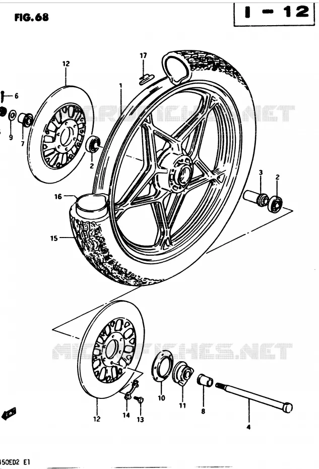 VOORWIEL (MODELE Z E34) Suzuki MOTO 450 GS 1982  GS450Z(2/Z/D)